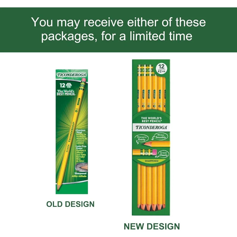 Wood-Cased Pencils, Pre-Sharpened, 2 HB Soft, Yellow, 12 Count