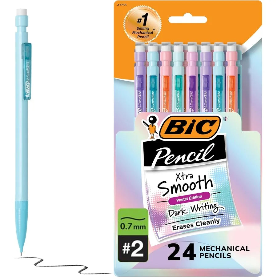 0.7mm Mechanical Pencils 24-Pack with Erasers, Bulk School & Office Supplies