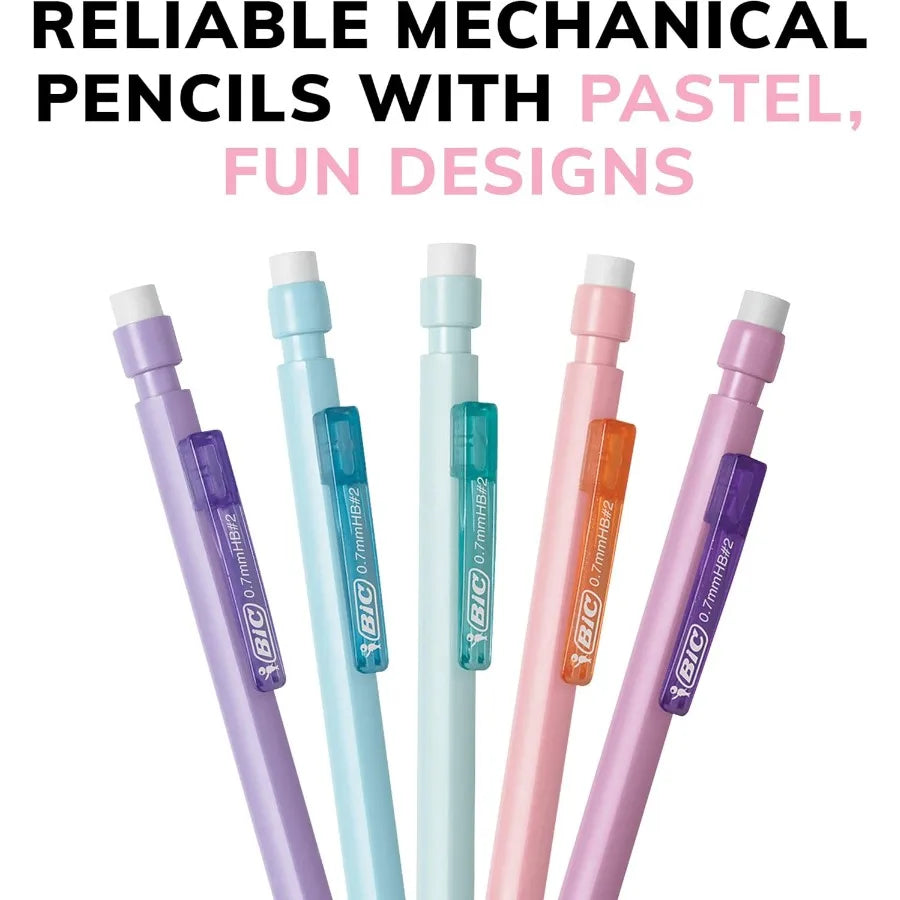 0.7mm Mechanical Pencils 24-Pack with Erasers, Bulk School & Office Supplies