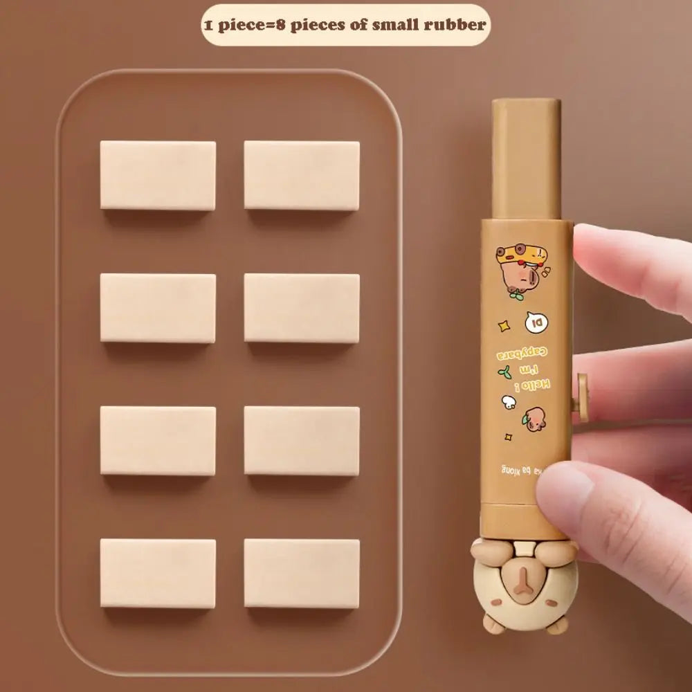 Cute Capybara Push-pull Rubber Eraser Cartoon Silicone Eraser Replaceable Core Correction Tool Student Stationery Gift