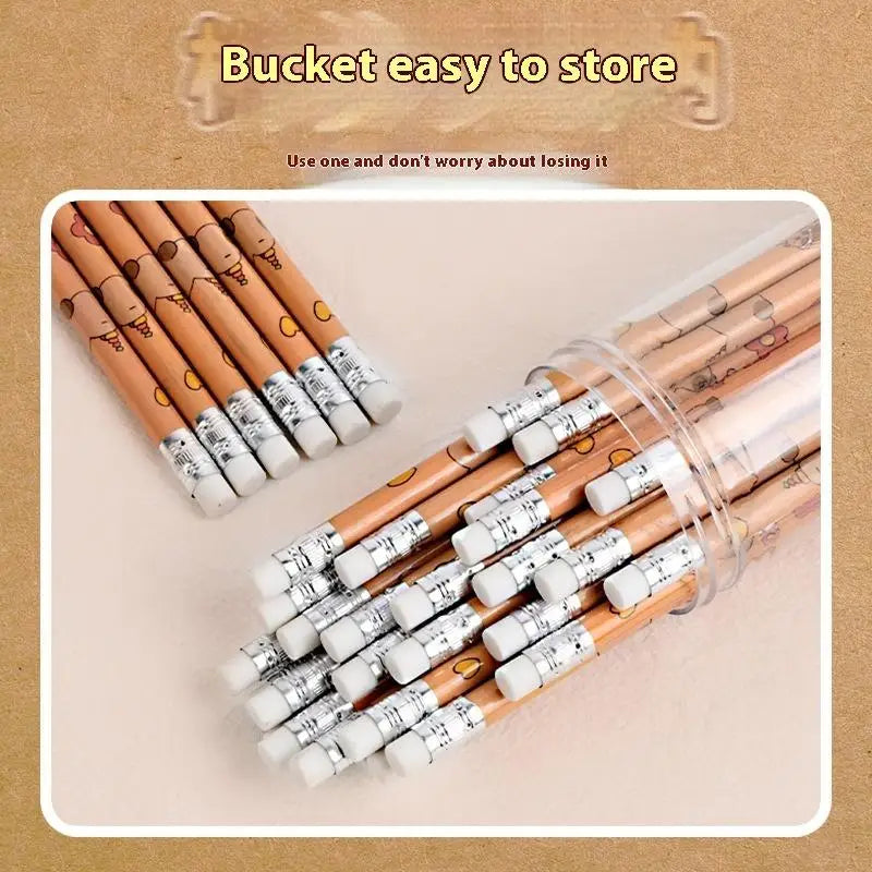 30Pc Capybara Barrel Pencils with Erasers Primary School Students Sketch Pen Exam Calligraphy Drawing Pencil Student Stationery