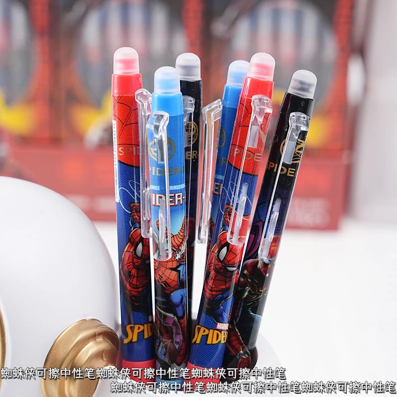 Marvel Spider-Man cartoon erasable gel pen creative handsome personality boy press crystal blue water pen stationery wholesale