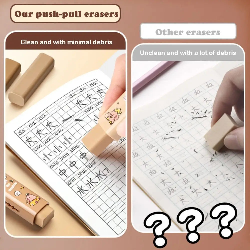 Cute Capybara Push-pull Rubber Eraser Cartoon Silicone Eraser Replaceable Core Correction Tool Student Stationery Gift