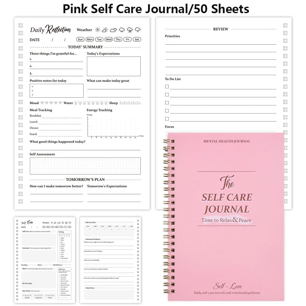 Undated 100-Page Self-Care Journal, Daily Guide for Reflection & Positivity, Ideal Holiday Gift for Students Teachers & Friends