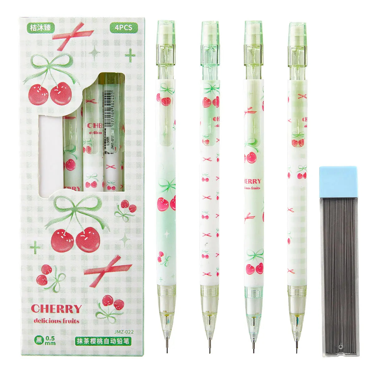Cute Cat Push-Button Automatic Pencil Set, 4 Pencils + 1 Lead Replacement, Smooth Durable Writing Drawing, Office School Station