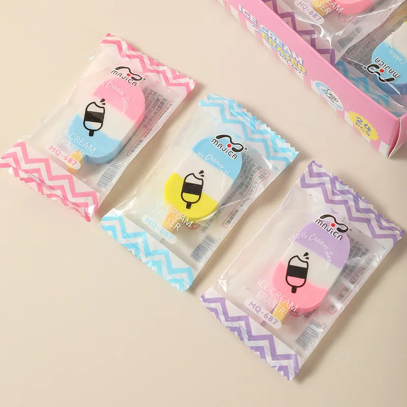 2026 New Cream Ice Cream Eraser Colorful Ice Cream Fun Stationery Creative Snacks Eraser Wholesale Interesting and Practical
