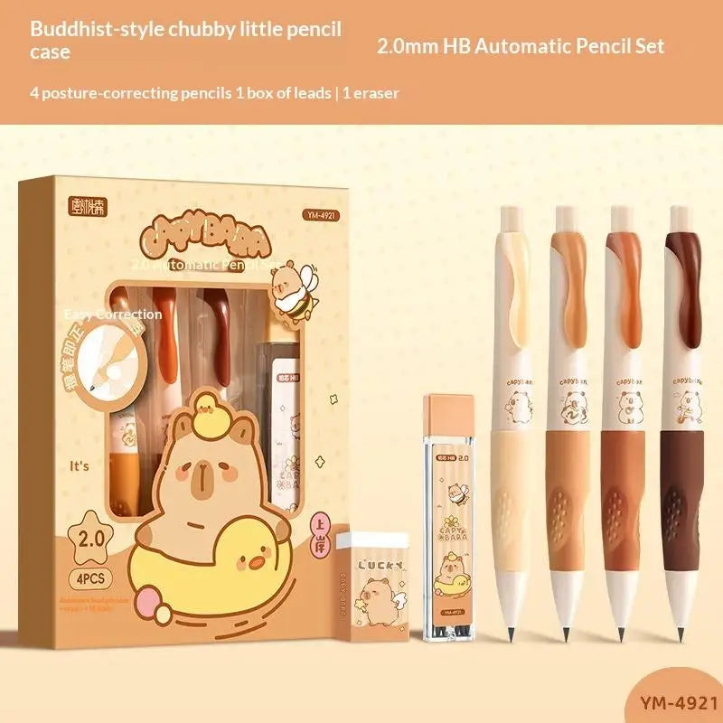 【CCA13】1Box Cartoon Capybara Mechanical Pencil Suit Cute Cartoon Student School Stationery Pencil Cartoon Office Supplies Gift