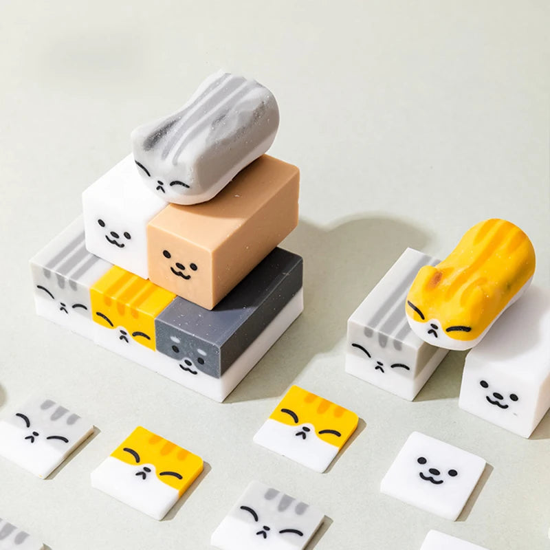 Fun Wipe Clean Less Debri Office Stationery Supplies For Students Gift Cute Kawaii Animal Erasers Random Styles Of Cat Dog