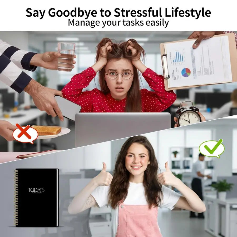 Work Planner with Hourly Schedules, To Do List, Tasks, Expense Tracker 7 Days Daily Planner SelfCare for Organizing Meals, Water