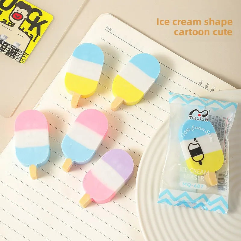 2026 New Cream Ice Cream Eraser Colorful Ice Cream Fun Stationery Creative Snacks Eraser Wholesale Interesting and Practical