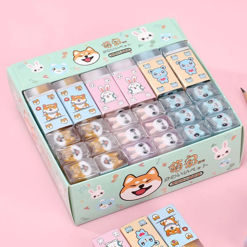 6/24pc Animal Erasers, Cute Desk Pets, Suitable for Classroom, Fun Back to School Gifts, Classroom Reward Prizes, Student Gift