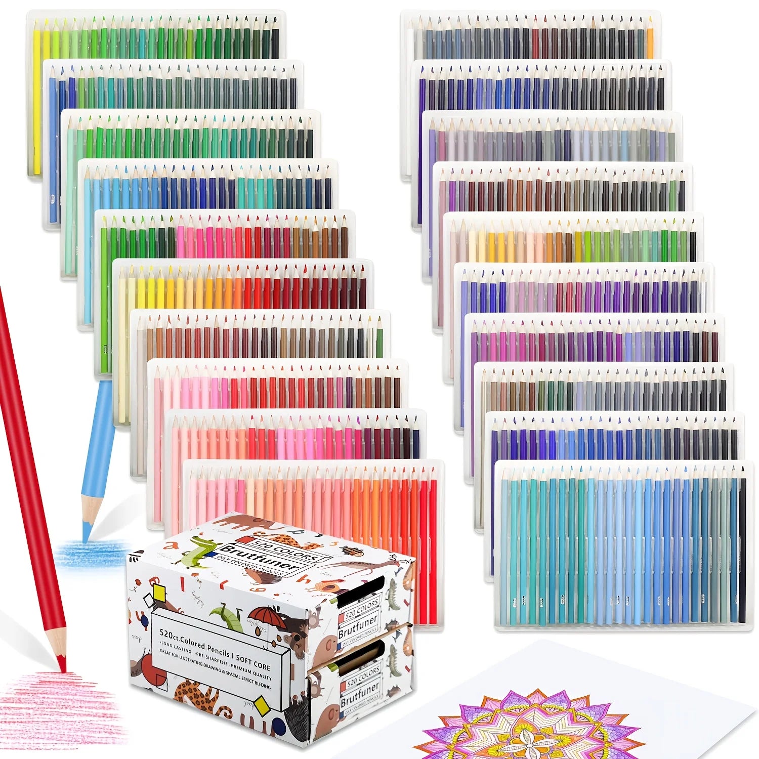 Colored Pencils Set of 520 Colors, Professional Oil Based Colored Pencils for Adults and Kids, Art Supplies for Drawing Art