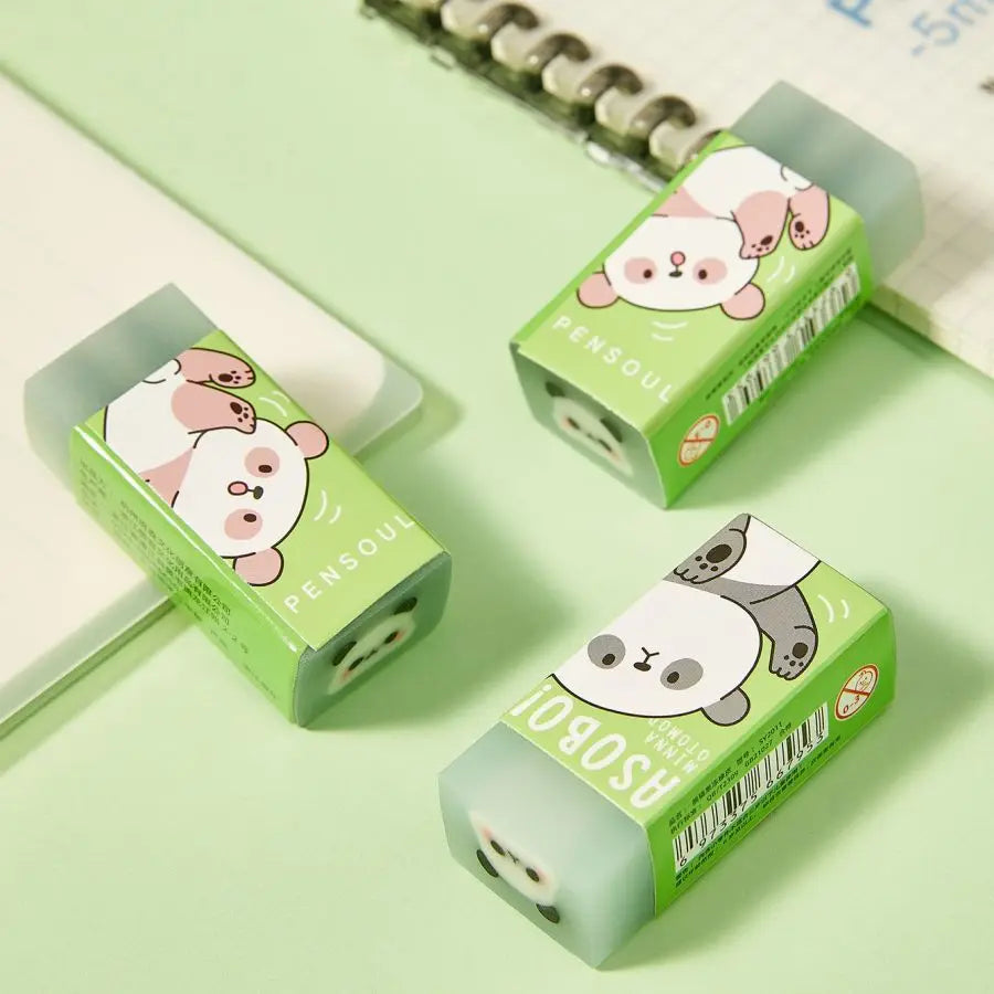 2pcs Panda jelly eraser, school student treasure box, event surprise homecoming gift, writing and drawing pencil eraser