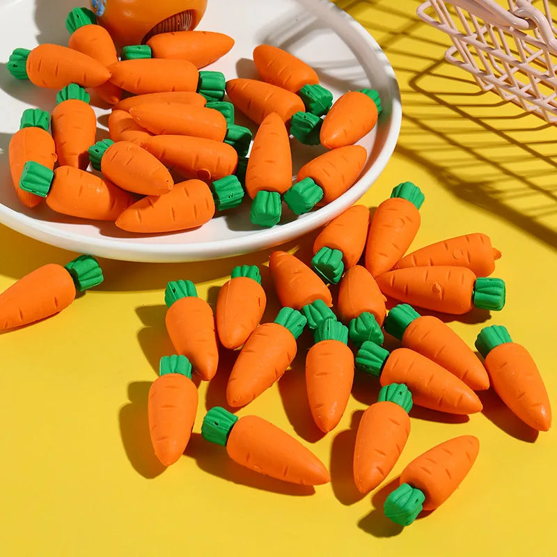 Office School Supplies Carrot Eraser Cartoon Creative Childrens Toy Detachable Cross Border 3D Cute Eraser Kawai Stationery Gift