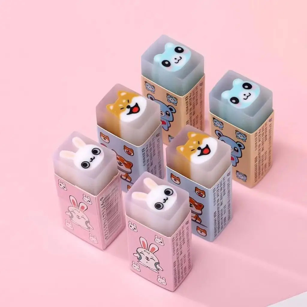 6/24pc Animal Erasers, Cute Desk Pets, Suitable for Classroom, Fun Back to School Gifts, Classroom Reward Prizes, Student Gift